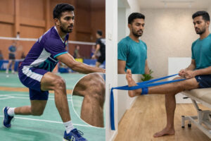 Badminton action and physiotherapy recovery