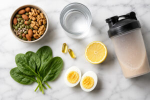 Sports nutrition foods and supplements supporting athletic recovery, muscle repair, injury prevention, and peak performance