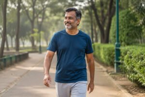 Person walking comfortably outdoors after sciatica recovery