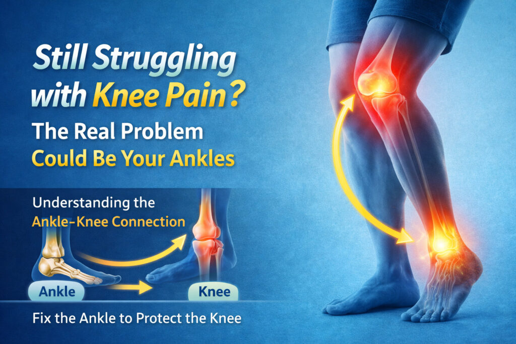 Ankle-knee connection for knee pain relief